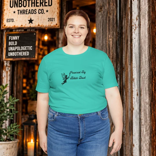 "Powered By Bitch Dust" T-Shirt — Feminine Witchy Fairy Graphic Tee