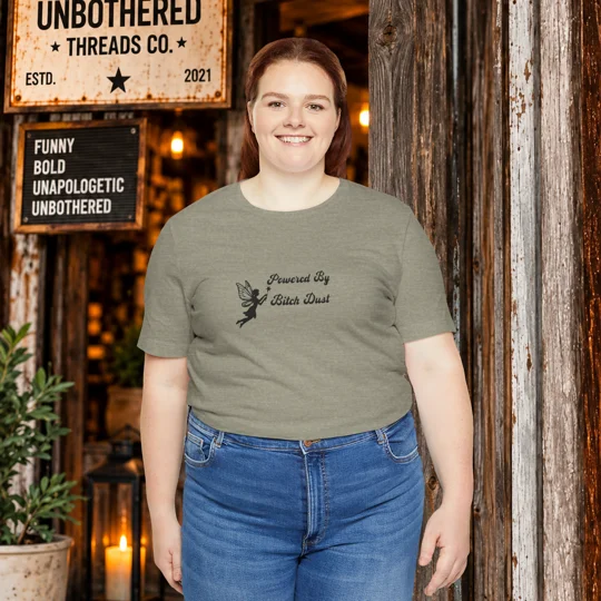 "Powered By Bitch Dust" T-Shirt — Feminine Witchy Fairy Graphic Tee