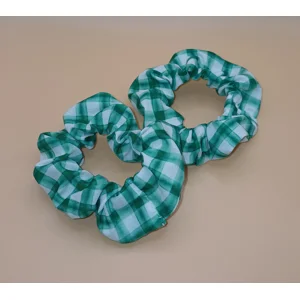 Set of 2 Green Checkered Small Scrunchies