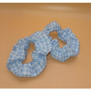 Set of 2 Blue Checkered Small Scrunchies