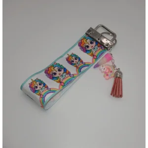 Pink Rainbow Hair Girl Bag Charm