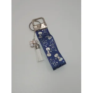 White & Blue Bow Bag Charm