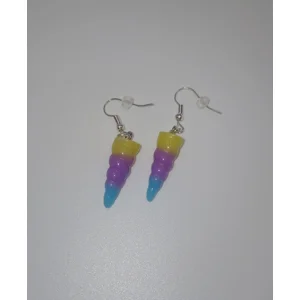 Yellow, Purple & Blue Unicorn Horn Dangle Earrings