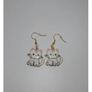 White Cat Dangle Earrings