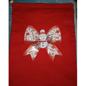Snowman Bow Christmas Sack