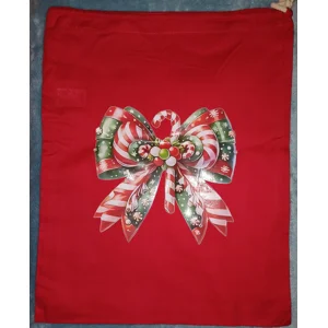 Candy Cane Bow Christmas Sack