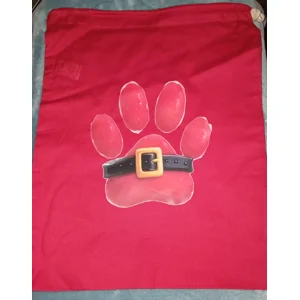 Santa Belt Paw Print Christmas Sack