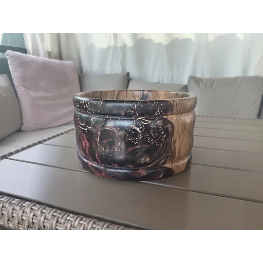 Chestnut and resin hand turned fruit bowl