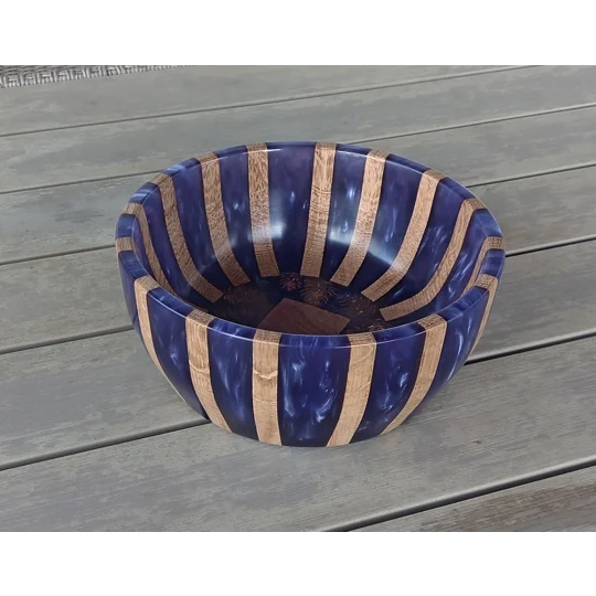 hand turned oak and resin bowl