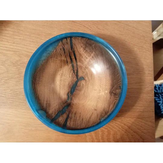 Hand turned oak and epoxy decorative dish