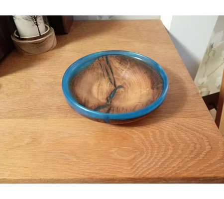 Hand turned oak and epoxy decorative dish