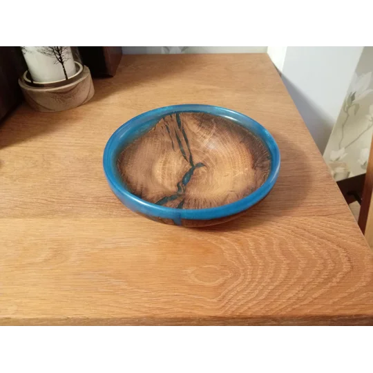 Hand turned oak and epoxy decorative dish
