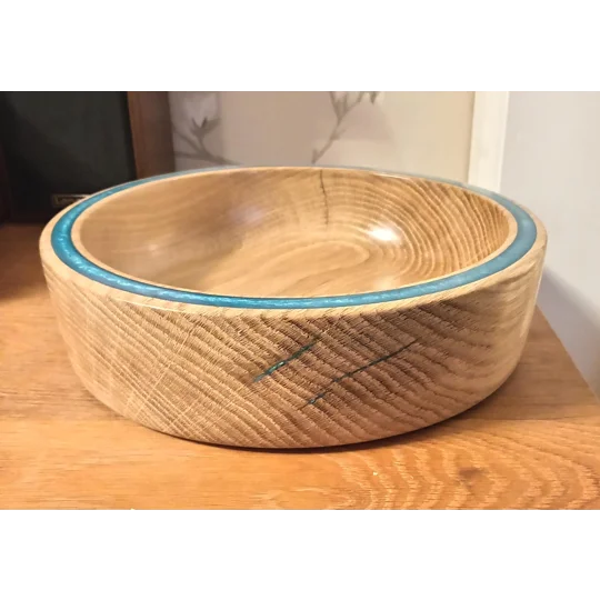 hand turned oak bowl with resin inlay
