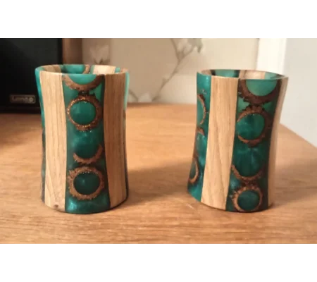 Oak and resin t-light holders