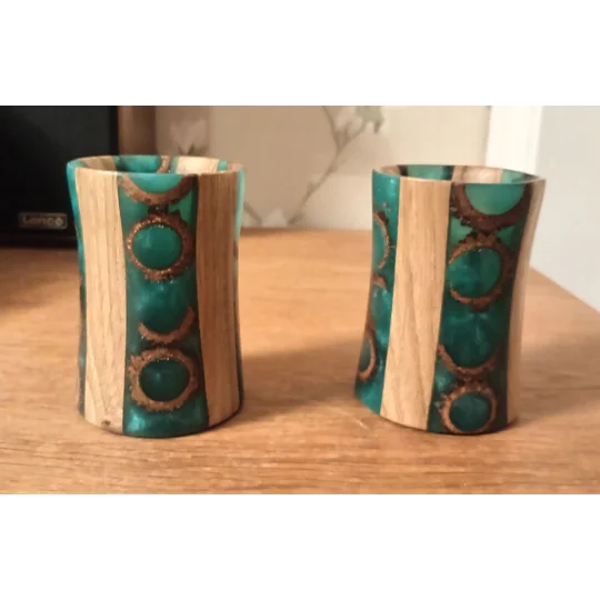Oak and resin t-light holders