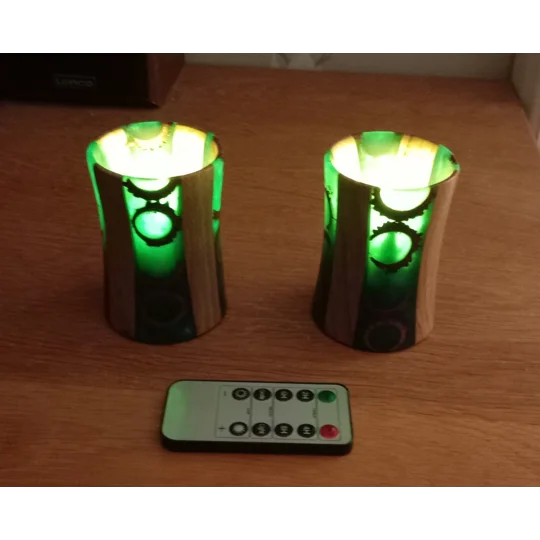 Oak and resin t-light holders