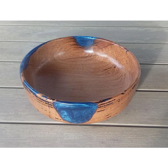 Hand turned fruit bowl made from reclaimed oak and resin