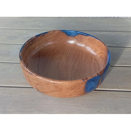 Hand turned fruit bowl made from reclaimed oak and resin