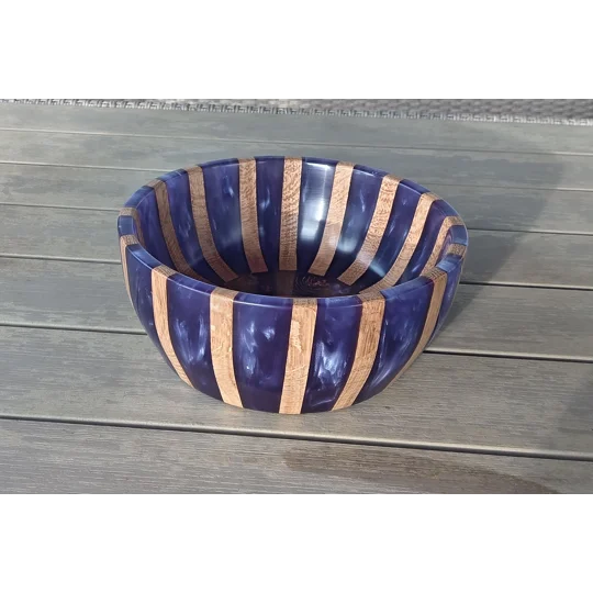 hand turned oak and resin bowl