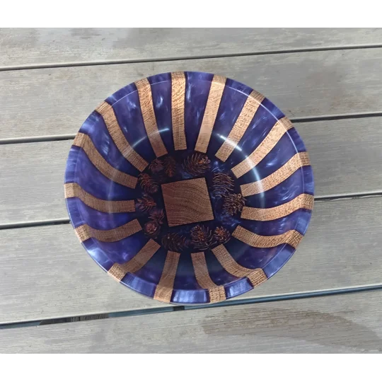 hand turned oak and resin bowl