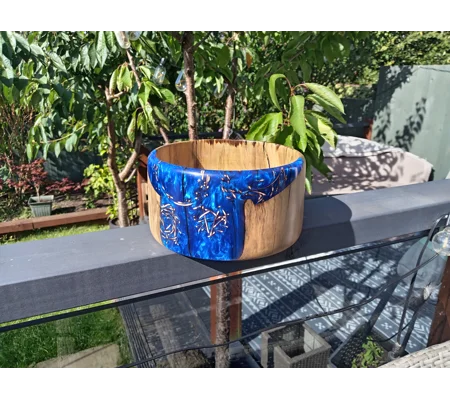 Hand-turned chestnut and resin fruit bowl