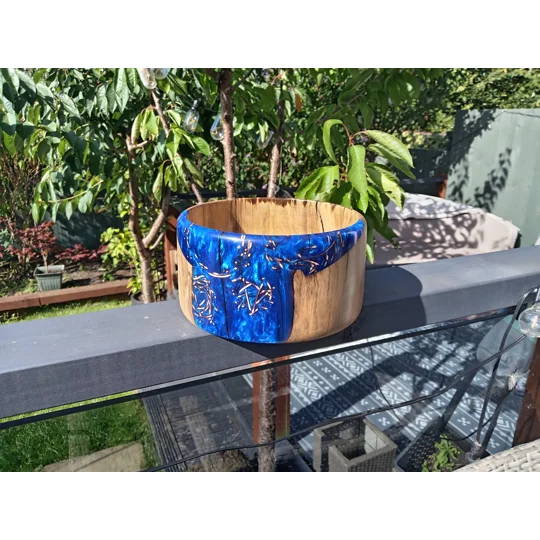 Hand-turned chestnut and resin fruit bowl
