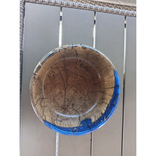 Hand-turned chestnut and resin fruit bowl