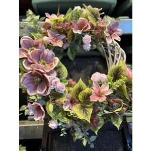 Pink magnolia wreath