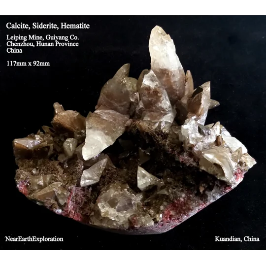 Calcite, Siderite, Hematite - Leiping Mine, China