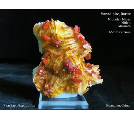Vanadinite, Barite - Mibladen, Morocco