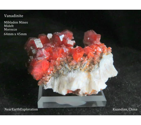Vanadinite, Barite - Mibladen, Morocco