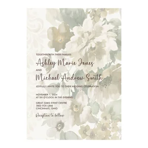 Wedding Invitations Bronze Floral Wedding Invitations with RSVP Option Quantity of 50