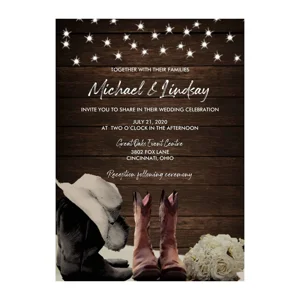 Wedding Invitations Rustic Boots & Roses Country Wedding Invitations with RSVP Option Quantity of 50