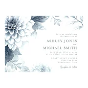Wedding Invitations Personalized Wedding with RSVP Option Grayscale Floral Gray Cream Beautiful Flow