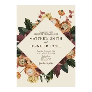 Wedding Invitations Fall Floral Wedding Invitations with RSVP Option Quantity of 50