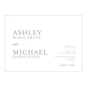 Wedding Invitations Personalized Wedding with RSVP Option Simple Minimalist Gray Names On Side Quant