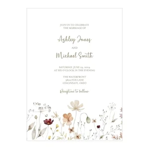 Wedding Invitations Wild Flowers Floral Wedding Invitations with RSVP Option Quantity of 50