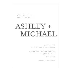 Wedding Invitations Personalized Wedding with RSVP Option Simple Minimalist Gray Names Quantity of 5