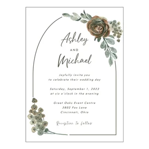Wedding Invitations Floral Arch Wedding Invitations with RSVP Option Quantity of 50