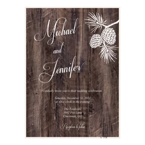 Wedding Invitations Winter Pinecone Wedding Invitations with RSVP Option Quantity of 50