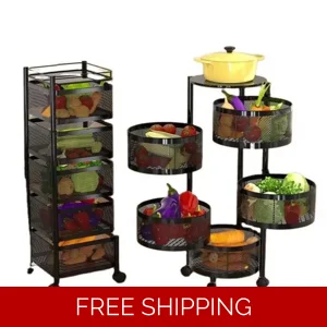 Moveable and Rotatable Kitchen Storage Rack