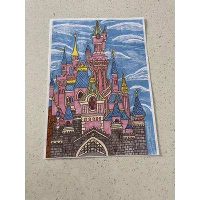 A$ Print Disney Castle Cartoon Style
