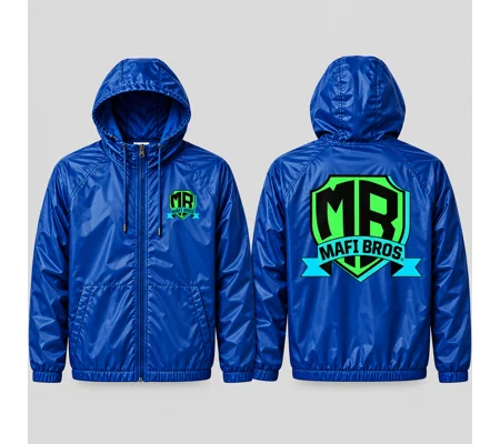 MAFI BROS. Designed Windbreaker Shiny Nylon Premium Hooded Jackets