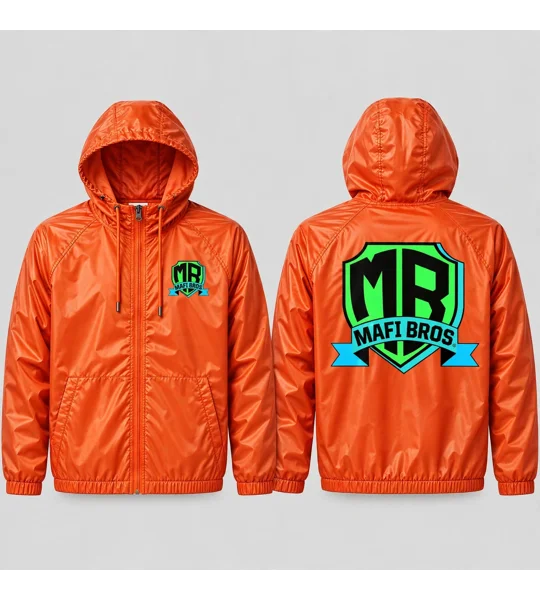 MAFI BROS. Designed Windbreaker Shiny Nylon Premium Hooded Jackets