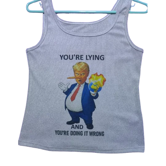 "Pinnochio Politics" Trumpist Womens Grey Tank Top