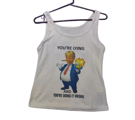"Pinnochio Politics" Trumpist, Womens Beige Tank Top