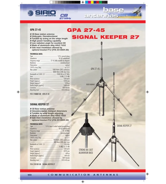Sirio SK-27 Signal Keeper CB Base Antenna