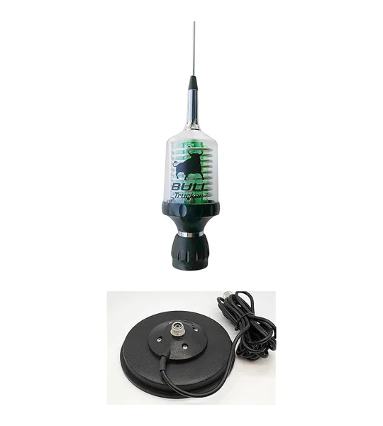Sirio Bull Trucker 5000 PL CB & 10m Green LED Mobile Antenna with Mag 145 PL Magnetic Mount