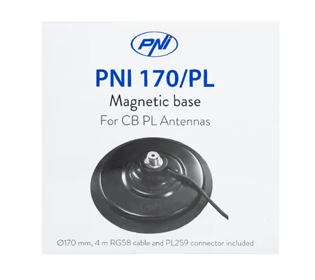 PNI 170/PL Slim Magnetic Base 170mm with 4m Cable and PL259 Plug