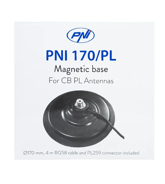 PNI 170/PL Slim Magnetic Base 170mm with 4m Cable and PL259 Plug